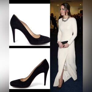 Prada Black Suede Round-Toe Pump - ASO Kate Middleton Royal - IT39.5